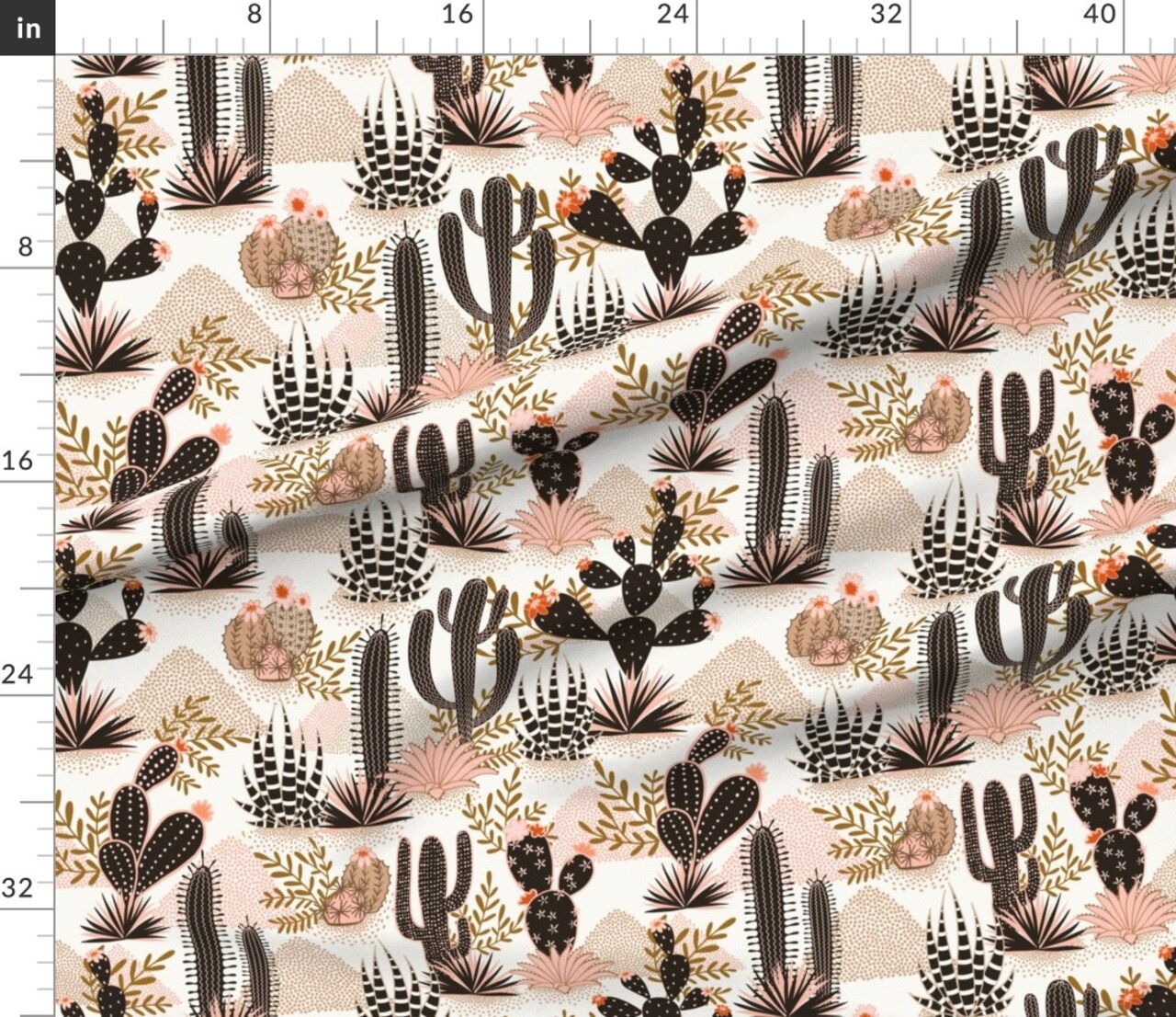 Southwestern Cacti Modern Rustic Country Western Style Down Home Cowboy Cowgirl Custom Printed Fabric by Spoonflower Various Fabrics by the Yard or Fat Quarter